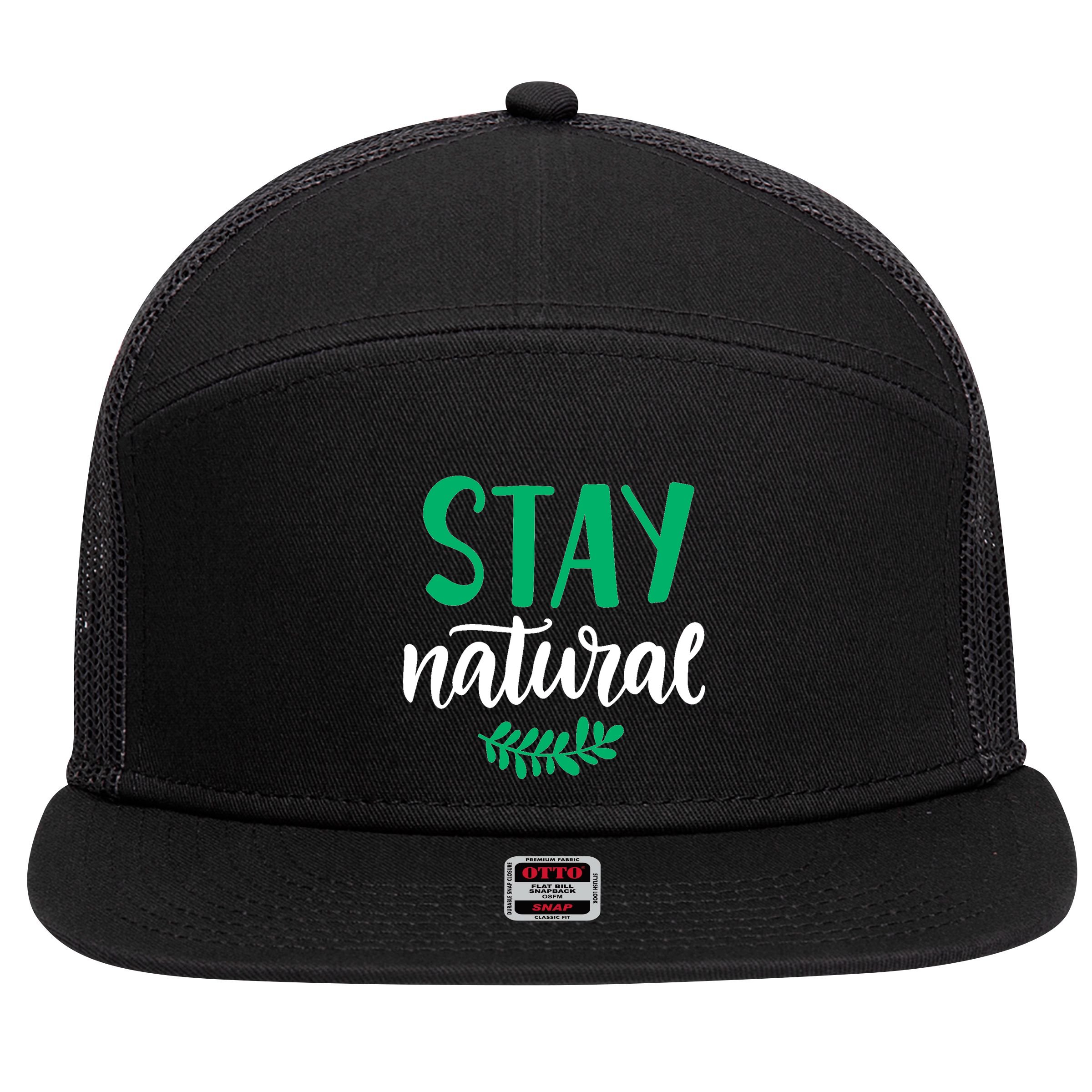 Stay Natural Green Leaf 7 Panel Mesh Trucker Snapback Hat