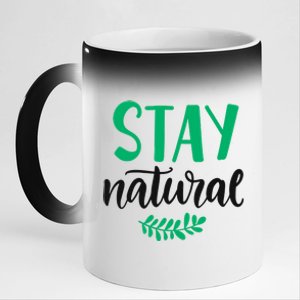 Stay Natural Green Leaf 11oz Black Color Changing Mug