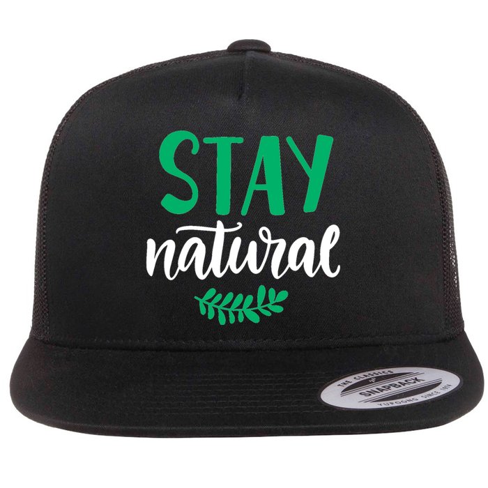 Stay Natural Green Leaf Flat Bill Trucker Hat