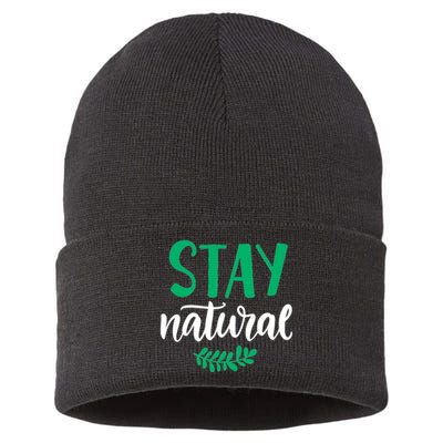 Stay Natural Green Leaf Sustainable Knit Beanie