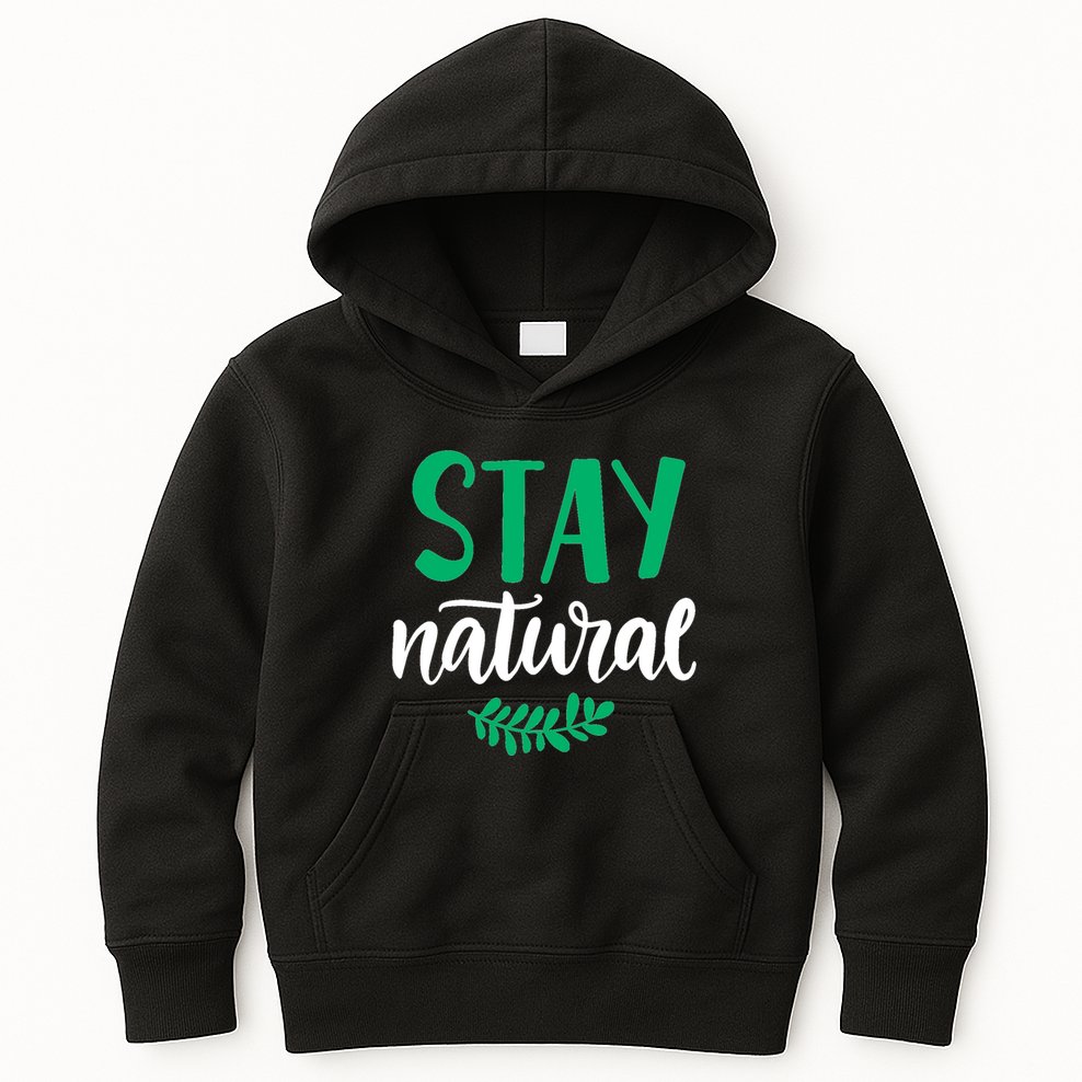 Stay Natural Green Leaf Kids Hoodie