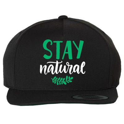 Stay Natural Green Leaf Wool Snapback Cap