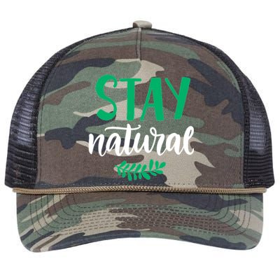 Stay Natural Green Leaf Retro Rope Trucker Hat Cap