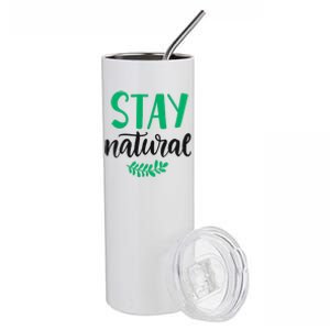 Stay Natural Green Leaf Stainless Steel Tumbler