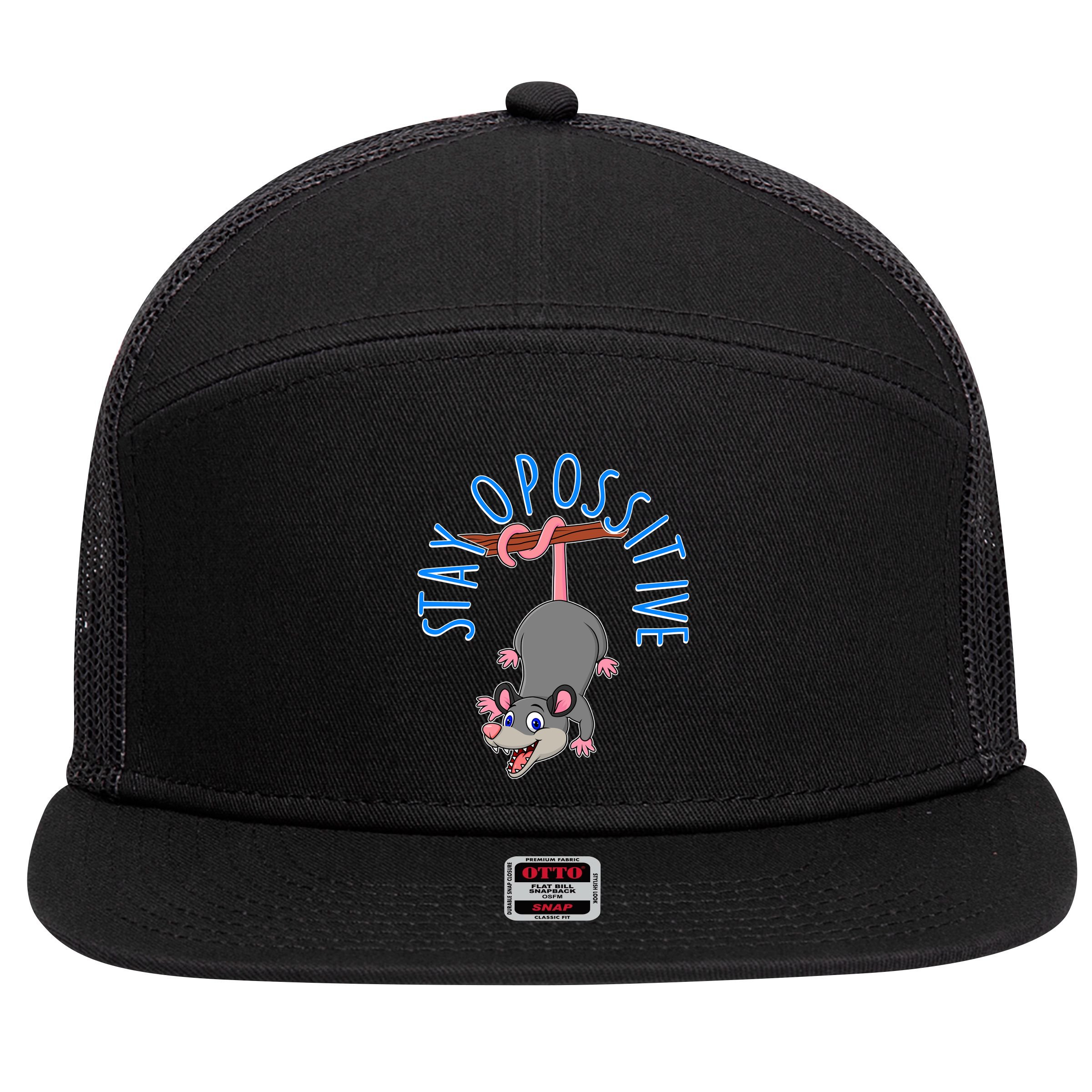 Stay Opossitive 7 Panel Mesh Trucker Snapback Hat