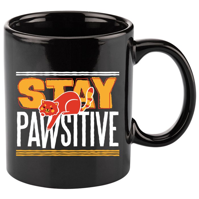 Stay Pawsitive 11oz C Handle Ceramic Mug