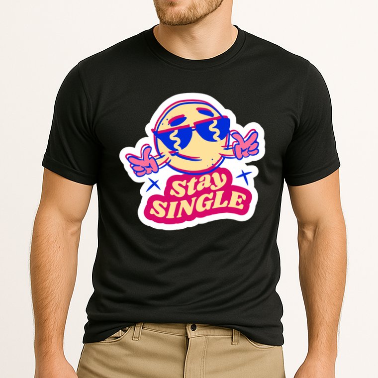 Stay Single Smiley Cooling Performance Crew T-Shirt