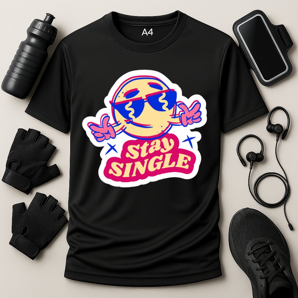 Stay Single Smiley Cooling Performance Crew T-Shirt