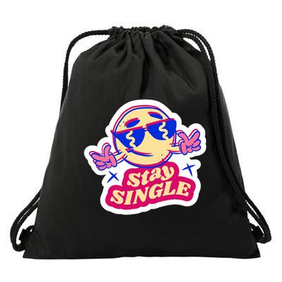 Stay Single Smiley Drawstring Bag