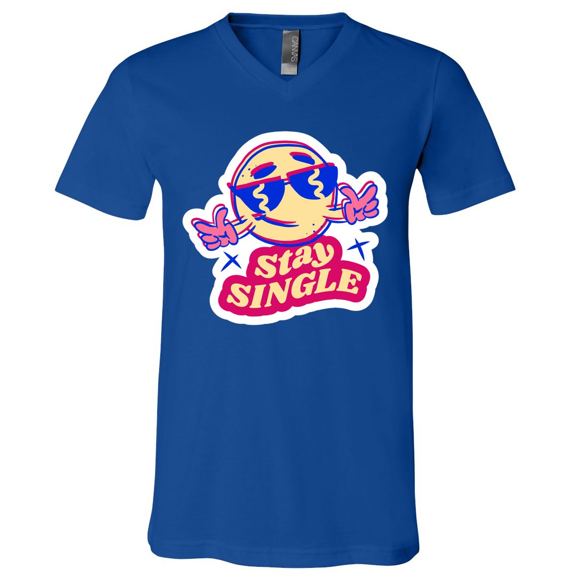 Stay Single Smiley V-Neck T-Shirt
