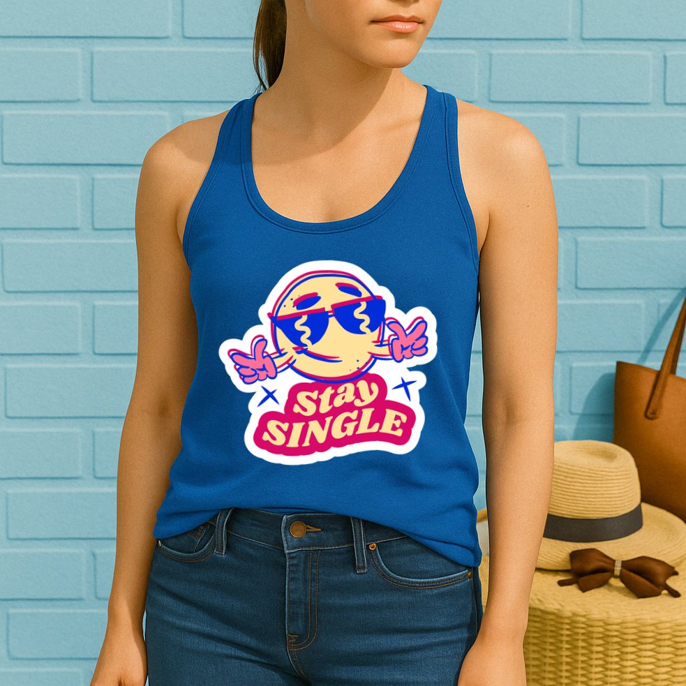 Stay Single Smiley Womens Tank Top
