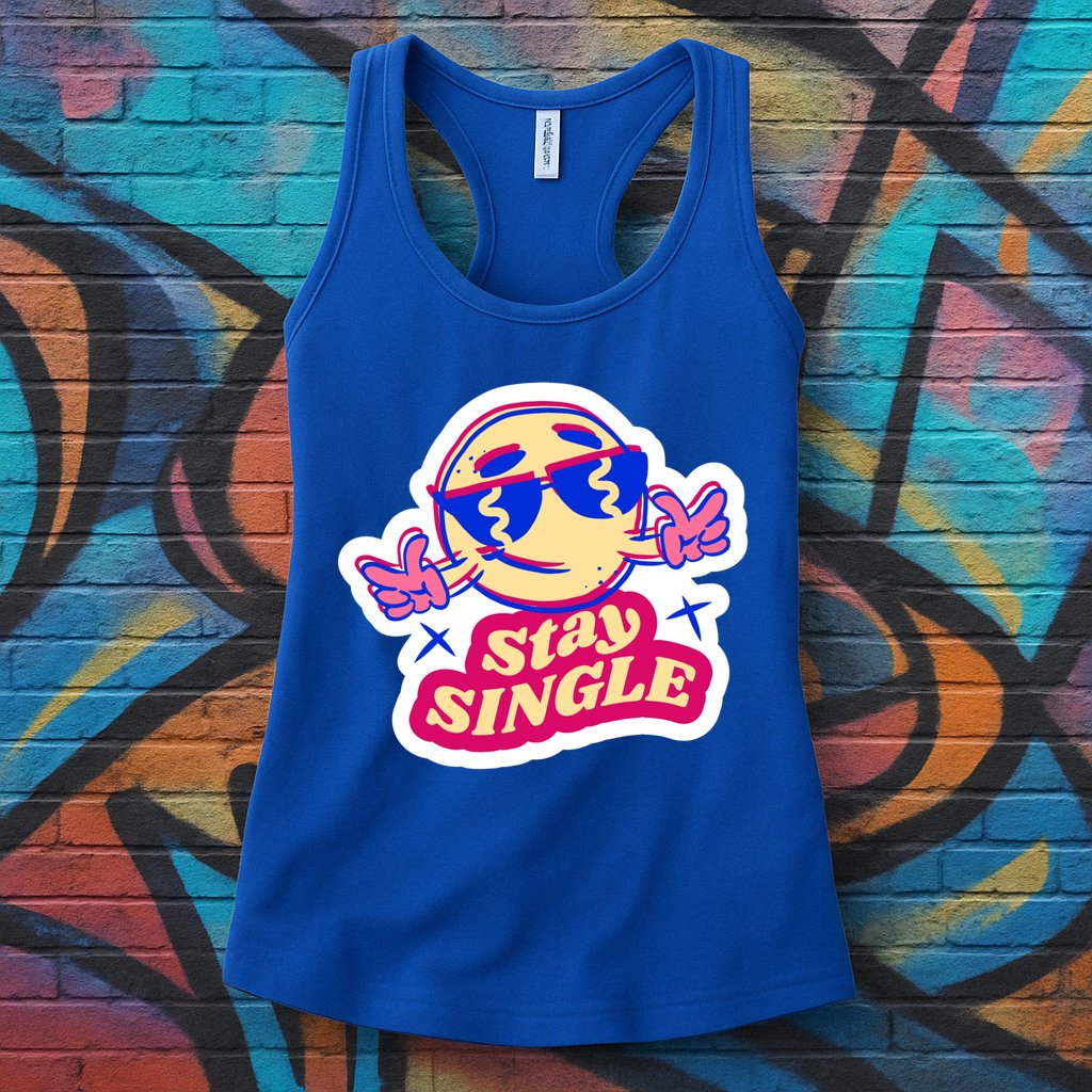 Stay Single Smiley Womens Tank Top