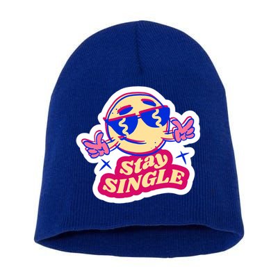 Stay Single Smiley Short Acrylic Beanie