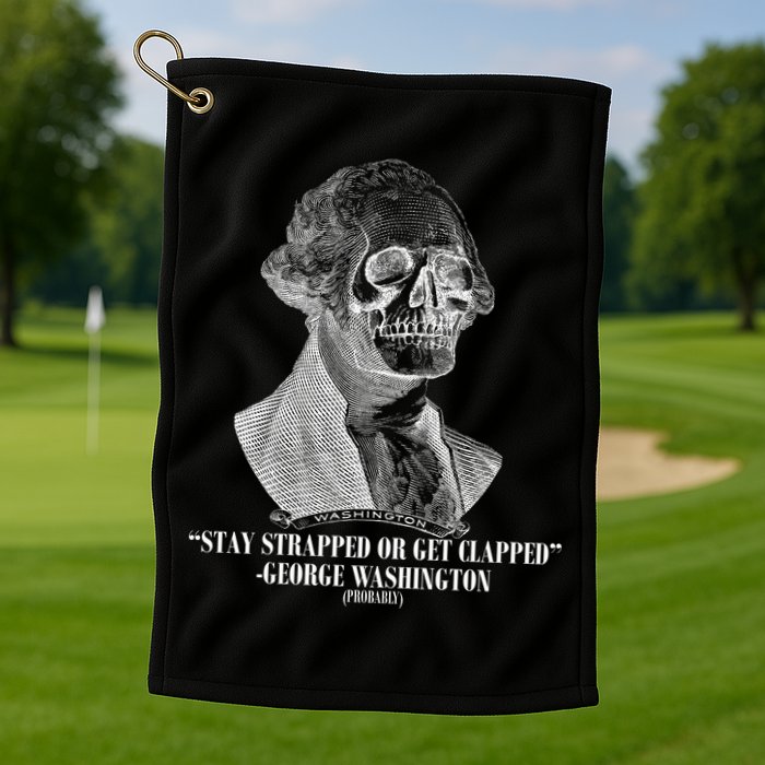 Stay Strapped or Get Clapped Golf Towel