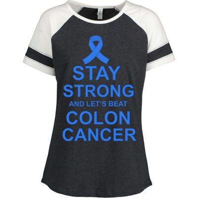 Stay Strong And Let's Beat Colon Cancer Enza Ladies Jersey Colorblock Tee