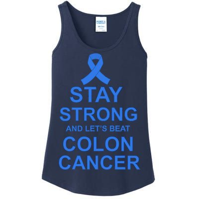 Stay Strong And Let's Beat Colon Cancer Ladies Essential Tank