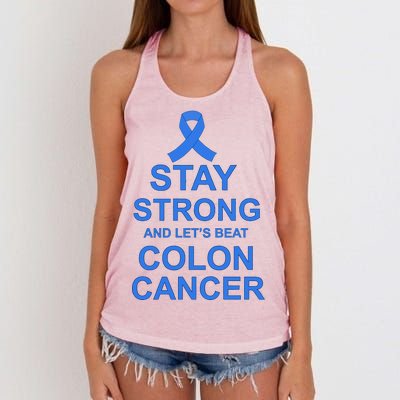 Stay Strong And Let's Beat Colon Cancer Women's Knotted Racerback Tank