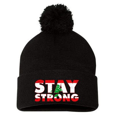 Stay Strong Lebanon Beirut Support Pom Pom 12in Knit Beanie