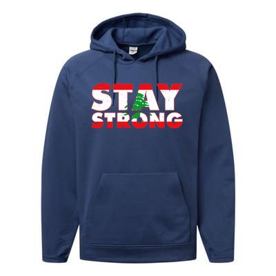 Stay Strong Lebanon Beirut Support Performance Fleece Hoodie