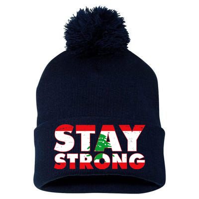 Stay Strong Lebanon Beirut Support Pom Pom 12in Knit Beanie