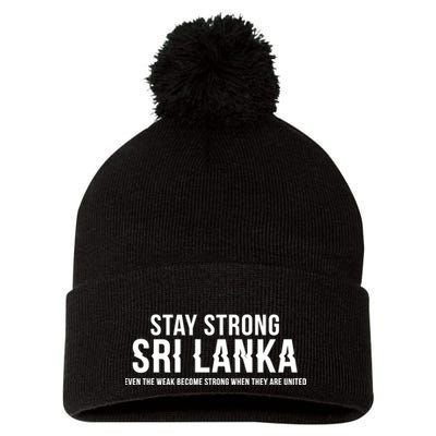 Stay Strong Sri Lanka Pom Pom 12in Knit Beanie