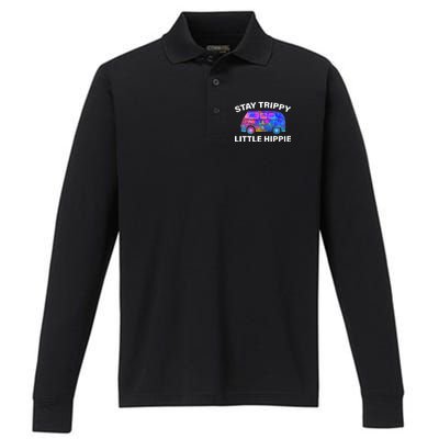 Stay Trippy Little Hippie Performance Long Sleeve Polo