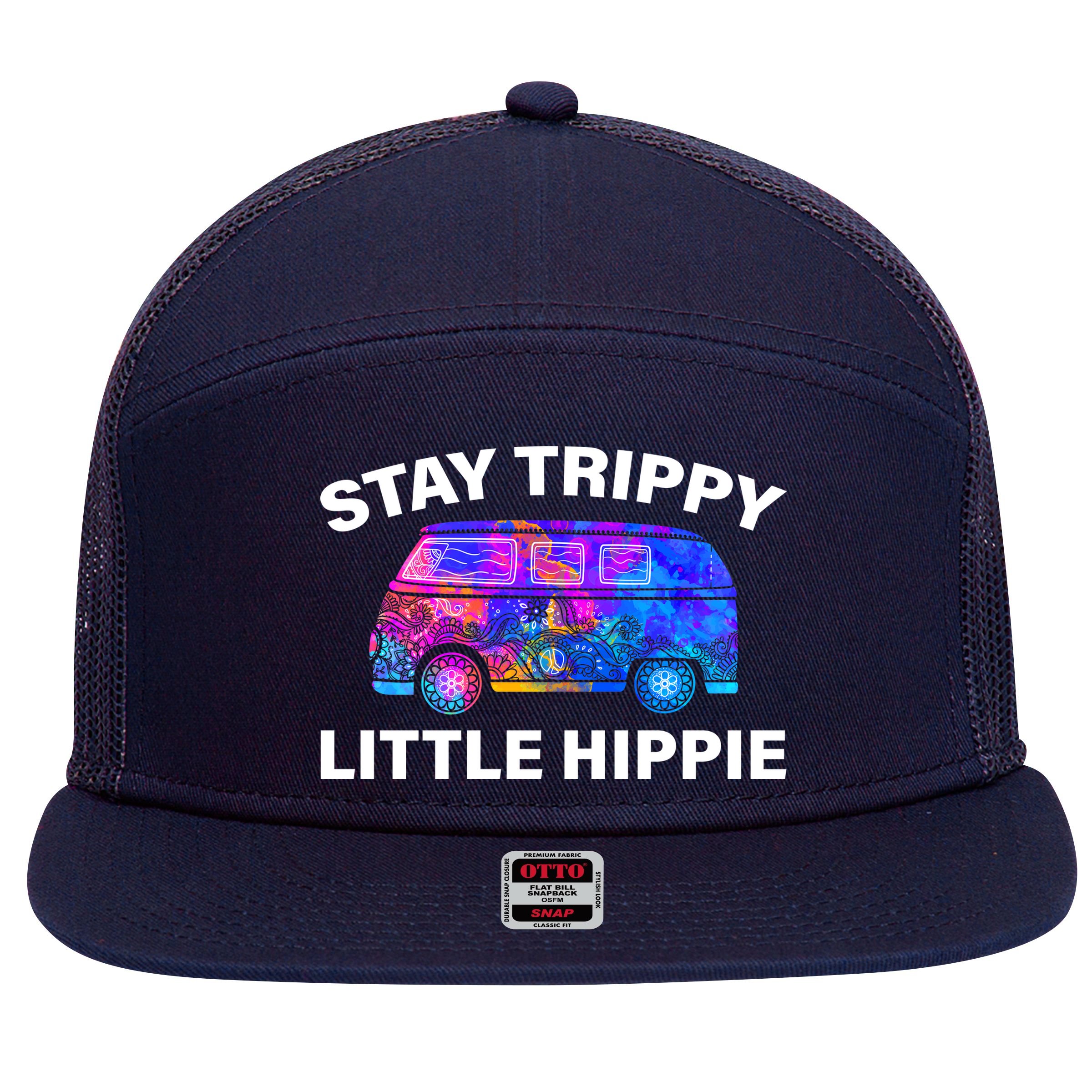 Stay Trippy Little Hippie 7 Panel Mesh Trucker Snapback Hat