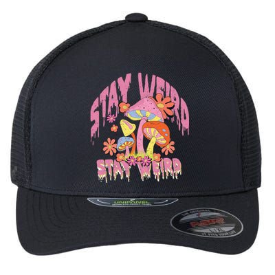 Stay Weird Mushrooms Flexfit Unipanel Trucker Cap