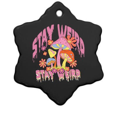 Stay Weird Mushrooms Ceramic Star Ornament