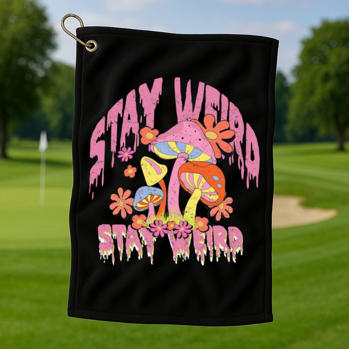 Stay Weird Mushrooms Golf Towel