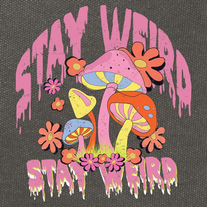 Stay Weird Mushrooms Cotton Canvas Backpack