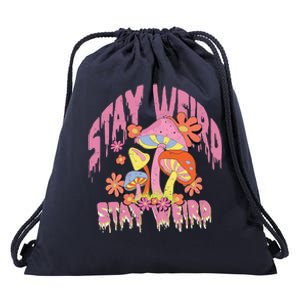 Stay Weird Mushrooms Drawstring Bag