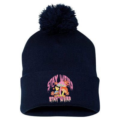 Stay Weird Mushrooms Pom Pom 12in Knit Beanie