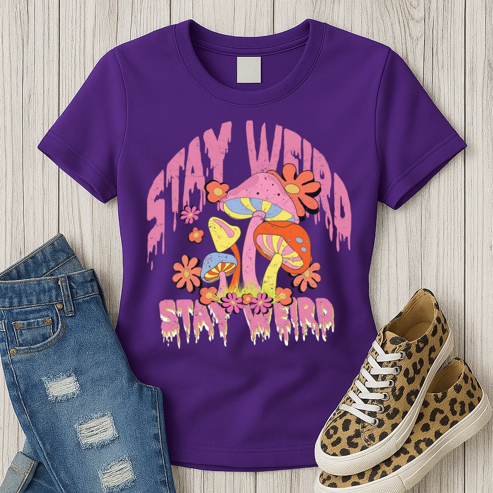 Stay Weird Mushrooms Womens T-Shirt