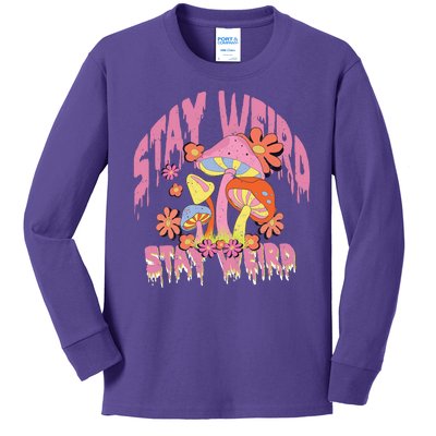 Stay Weird Mushrooms Kids Long Sleeve Shirt