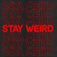 Stay Weird Text Pattern 7 Panel Mesh Trucker Snapback Hat