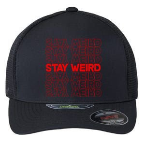 Stay Weird Text Pattern Flexfit Unipanel Trucker Cap