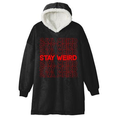 Stay Weird Text Pattern Hooded Wearable Blanket