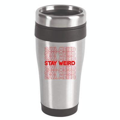 Stay Weird Text Pattern 16oz Travel Tumbler