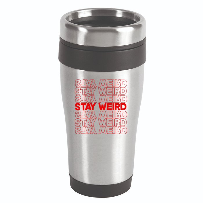 Stay Weird Text Pattern 16oz Travel Tumbler