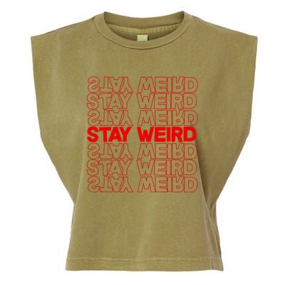 Stay Weird Text Pattern Garment-Dyed Women's Muscle Tee