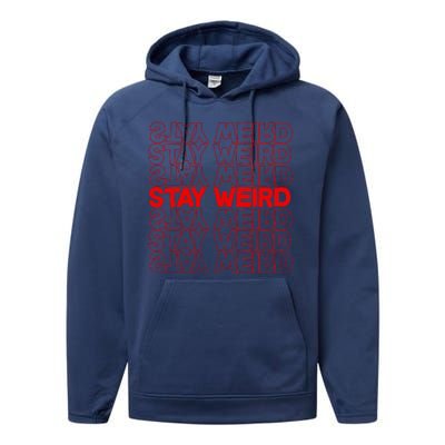 Stay Weird Text Pattern Performance Fleece Hoodie