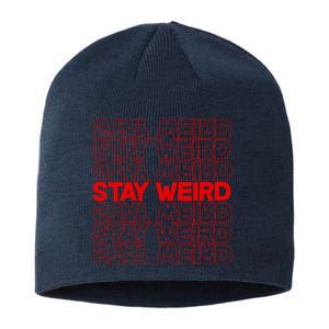 Stay Weird Text Pattern Sustainable Beanie