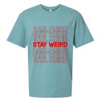 Stay Weird Text Pattern Sueded Cloud Jersey T-Shirt