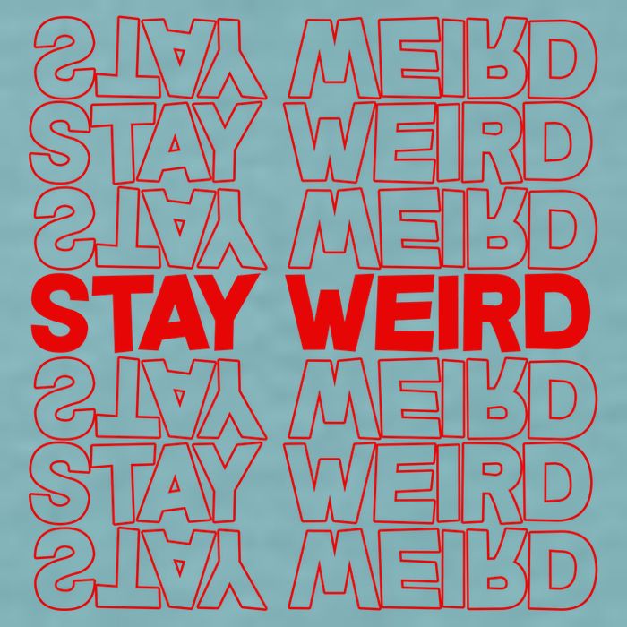 Stay Weird Text Pattern Sueded Cloud Jersey T-Shirt