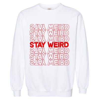 Stay Weird Text Pattern Garment-Dyed Sweatshirt