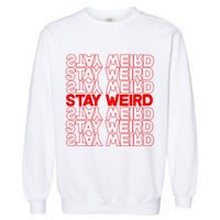 Stay Weird Text Pattern Garment-Dyed Sweatshirt