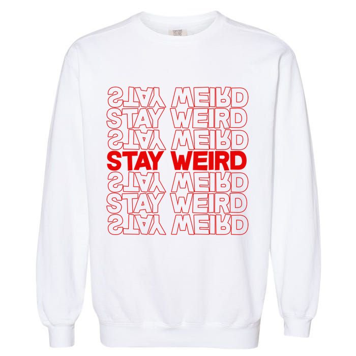 Stay Weird Text Pattern Garment-Dyed Sweatshirt