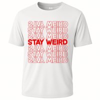 Stay Weird Text Pattern Performance Shirt