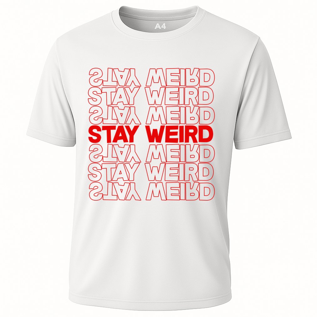 Stay Weird Text Pattern Performance Shirt